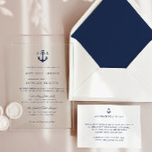 Invitations En Acrylique Mariage Classique Nautique à Monogramme Bleu