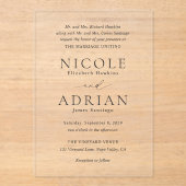 Invitations En Acrylique Mariage classique noir et blanc élégant (Recto)