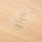 Invitations En Acrylique Mariage classique noir et blanc élégant (Poser)