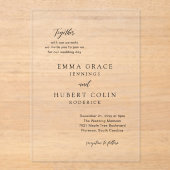 Invitations En Acrylique Mariage classique noir et blanc élégant (Recto)