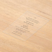 Invitations En Acrylique Mariage classique noir et blanc élégant (Poser)
