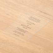 Invitations En Acrylique Mariage classique noir et blanc élégant (Poser)
