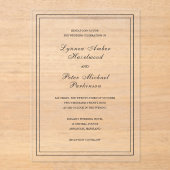 Invitations En Acrylique Mariage classique noir et blanc élégant (Recto)