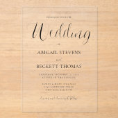 Invitations En Acrylique Mariage classique simple (Recto)