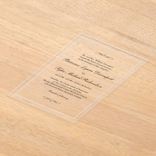 Invitations En Acrylique Mariage classique simple et élégant (Poser)