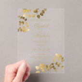 Invitations En Acrylique Mariage classique vert foncé eucalyptus élégant (In situ (ordinateur de poche))