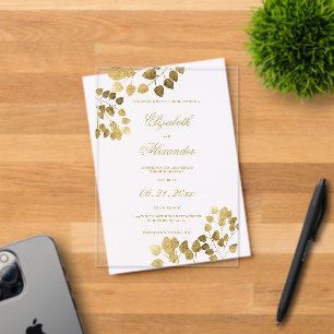 Invitations En Acrylique Mariage classique vert foncé eucalyptus élégant