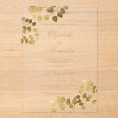 Invitations En Acrylique Mariage classique vert foncé eucalyptus élégant (Recto)