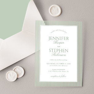 Invitations En Acrylique Mariage Classique Vert Sauge