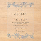 Invitations En Acrylique Mariage classique vintage (Recto)