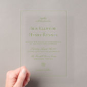 Invitations En Acrylique Mariage Classique Vintage Vert Sauge (In situ (ordinateur de poche))