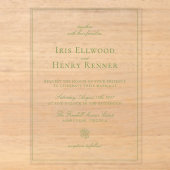 Invitations En Acrylique Mariage Classique Vintage Vert Sauge (Recto)