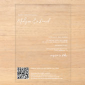 Invitations En Acrylique Mariage code Qr calligraphie noms blancs élégants (Recto)