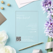 Invitations En Acrylique Mariage code Qr calligraphie noms blancs élégants (Insitu (Mariage))