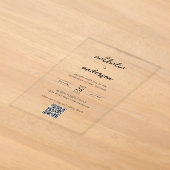 Invitations En Acrylique Mariage Code QR Script Simple Moderne (Poser)