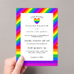 Invitations En Acrylique Mariage Cœur Arc-en-ciel L'amour est l'amour