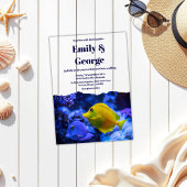 Invitations En Acrylique Mariage côtier de poissons sous-marins bleu marine