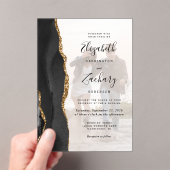 Invitations En Acrylique Mariage d'âge d'or noir photo personnalisé (In situ (ordinateur de poche))