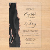 Invitations En Acrylique Mariage d'âge moderne Black Rose Gold (Recto)