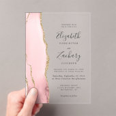 Invitations En Acrylique Mariage d'âge moderne Blush Pink Or (In situ (ordinateur de poche))