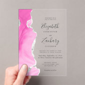 Invitations En Acrylique Mariage d'âge moderne rose argent (In situ (ordinateur de poche))