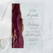Invitations En Acrylique Mariage d'âge or de Bourgogne moderne