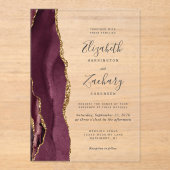 Invitations En Acrylique Mariage d'âge or de Bourgogne moderne (Recto)