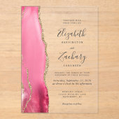 Invitations En Acrylique Mariage d'âge rose or moderne (Recto)