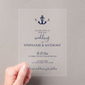 Invitations En Acrylique Mariage d'Ancre bleu marine Monogram (In situ (ordinateur de poche))