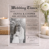 Invitations En Acrylique Mariage dans le Journal