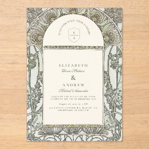 Invitations En Acrylique Mariage dans un jardin d'un domaine historique