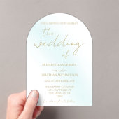 Invitations En Acrylique Mariage d'aquarelle bleu (In situ (ordinateur de poche))