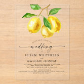 Invitations En Acrylique Mariage d'aquarelle Citrus citron (Recto)