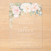 Invitations En Acrylique Mariage d'aquarelle florale Blush & Sage (Recto)
