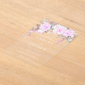 Invitations En Acrylique Mariage d'aquarelle florale pourpre (Poser)