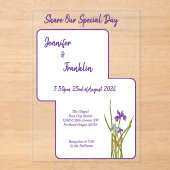 Invitations En Acrylique Mariage d'aquarelle Iris violet (Recto)