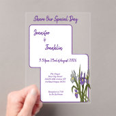 Invitations En Acrylique Mariage d'aquarelle Iris violet (In situ (ordinateur de poche))