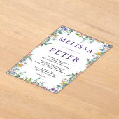 Invitations En Acrylique Mariage d'aquarelle moderne blanc et violet (Poser)