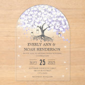 Invitations En Acrylique Mariage d'arbre généalogique Lilac (Recto)