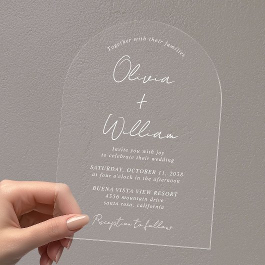 Invitations En Acrylique Mariage d'arc blanc chic
