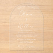 Invitations En Acrylique Mariage d'arc blanc chic (Recto)