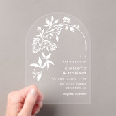 Invitations En Acrylique Mariage d'arc botanique blanc moderne (In situ (ordinateur de poche))