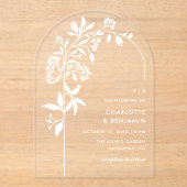 Invitations En Acrylique Mariage d'arc botanique blanc moderne (Recto)
