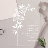 Invitations En Acrylique Mariage d'arc botanique blanc moderne