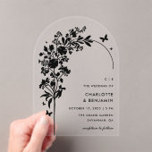 Invitations En Acrylique Mariage d'arc de papillon noir moderne (In situ (ordinateur de poche))