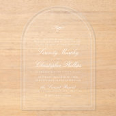Invitations En Acrylique Mariage d'arc de script d'élégance classique simpl (Recto)