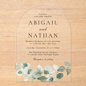 Invitations En Acrylique Mariage d'arc Feuille vert moderne (Recto)
