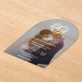 Invitations En Acrylique Mariage d'arc noir et blanc photo personnalisé (Poser)