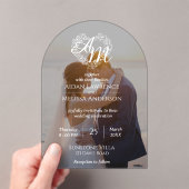 Invitations En Acrylique Mariage d'arc noir et blanc photo personnalisé (In situ (ordinateur de poche))