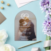 Invitations En Acrylique Mariage d'arc noir et blanc photo personnalisé (Insitu (Mariage))